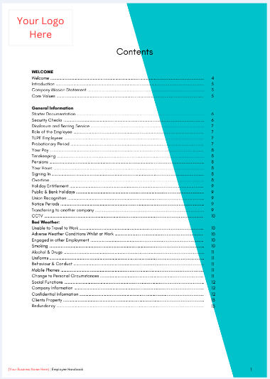 Employee Handbook Template | Fully Editable Document