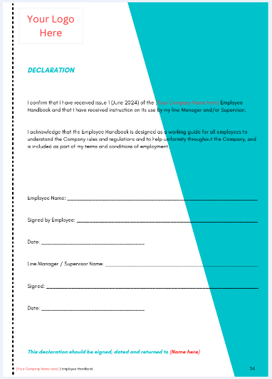 Employee Handbook Template | Fully Editable Document