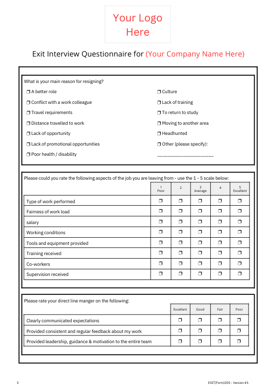 Employee Exit Interview Template | Fully Editable Document