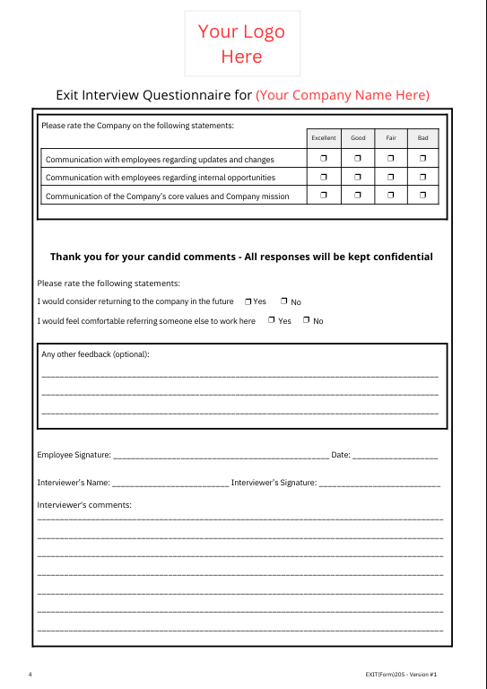 Employee Exit Interview Template | Fully Editable Document