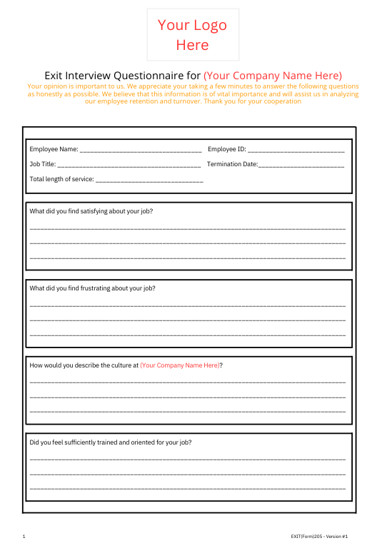Employee Exit Interview Template | Fully Editable Document