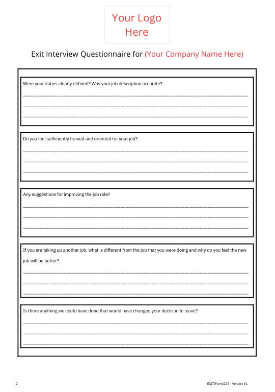Employee Exit Interview Template | Fully Editable Document