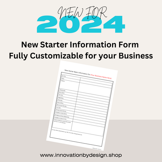 New Starter Information Template | Fully Editable Document