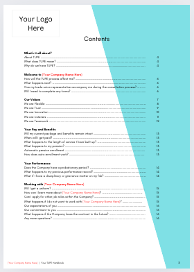 TUPE - New Employee Handbook | Fully Editable Document