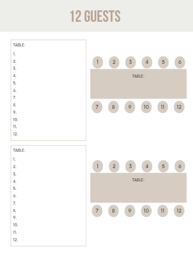 Comprehensive Wedding Seating Plan Template | Fully Editable Document