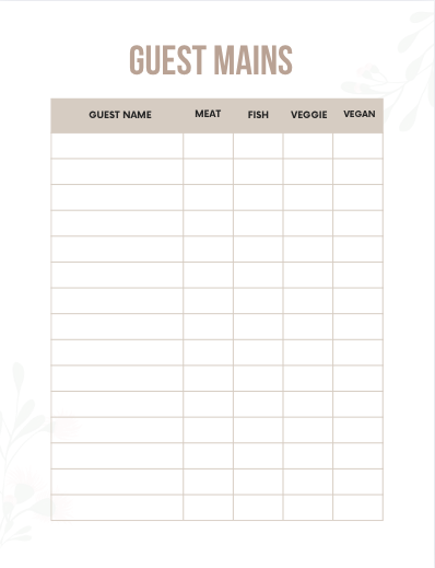 Comprehensive Wedding Seating Plan Template | Fully Editable Document