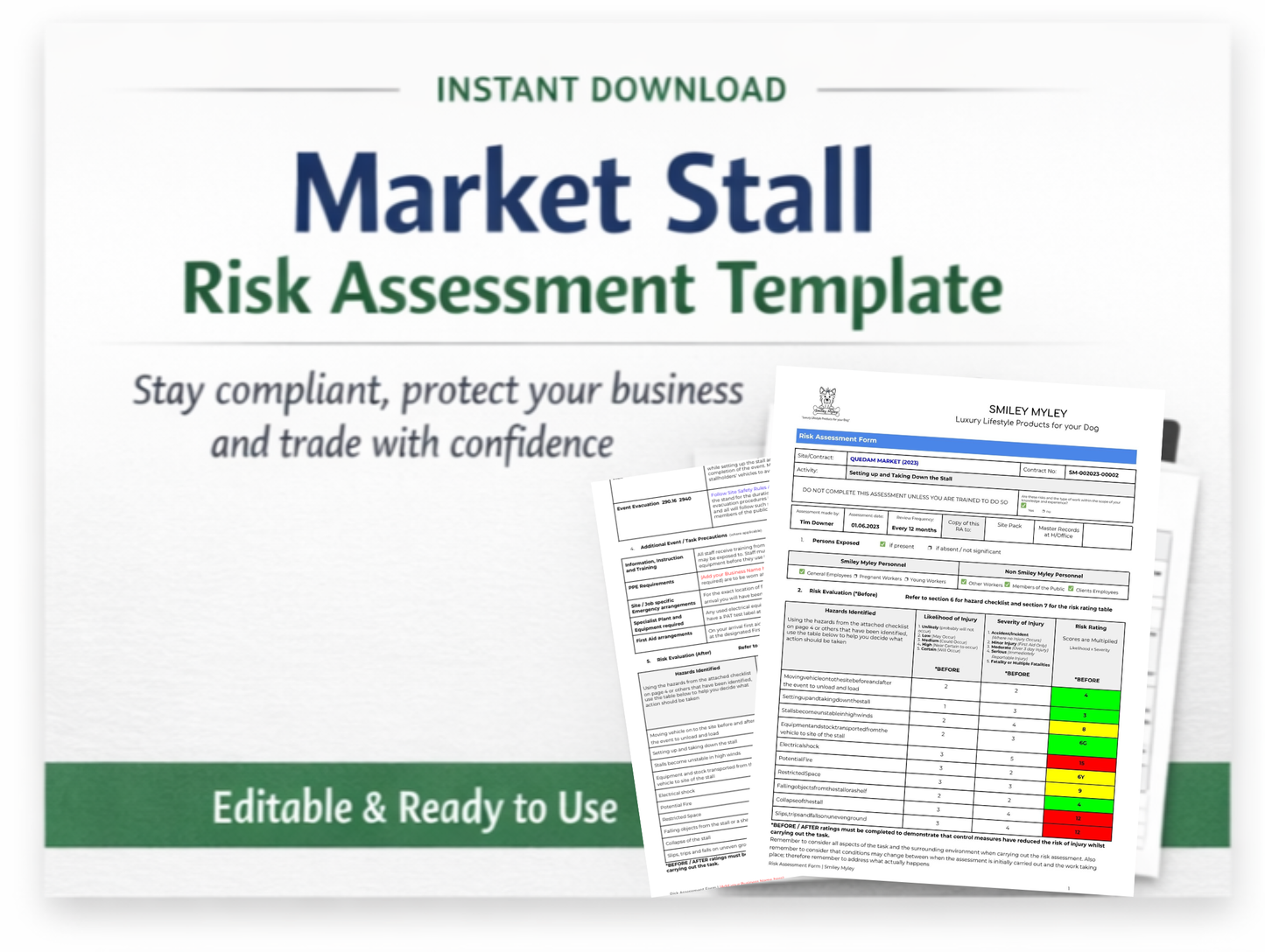 Traders & Stallholders Risk Assessment Template | Fully Editable Document